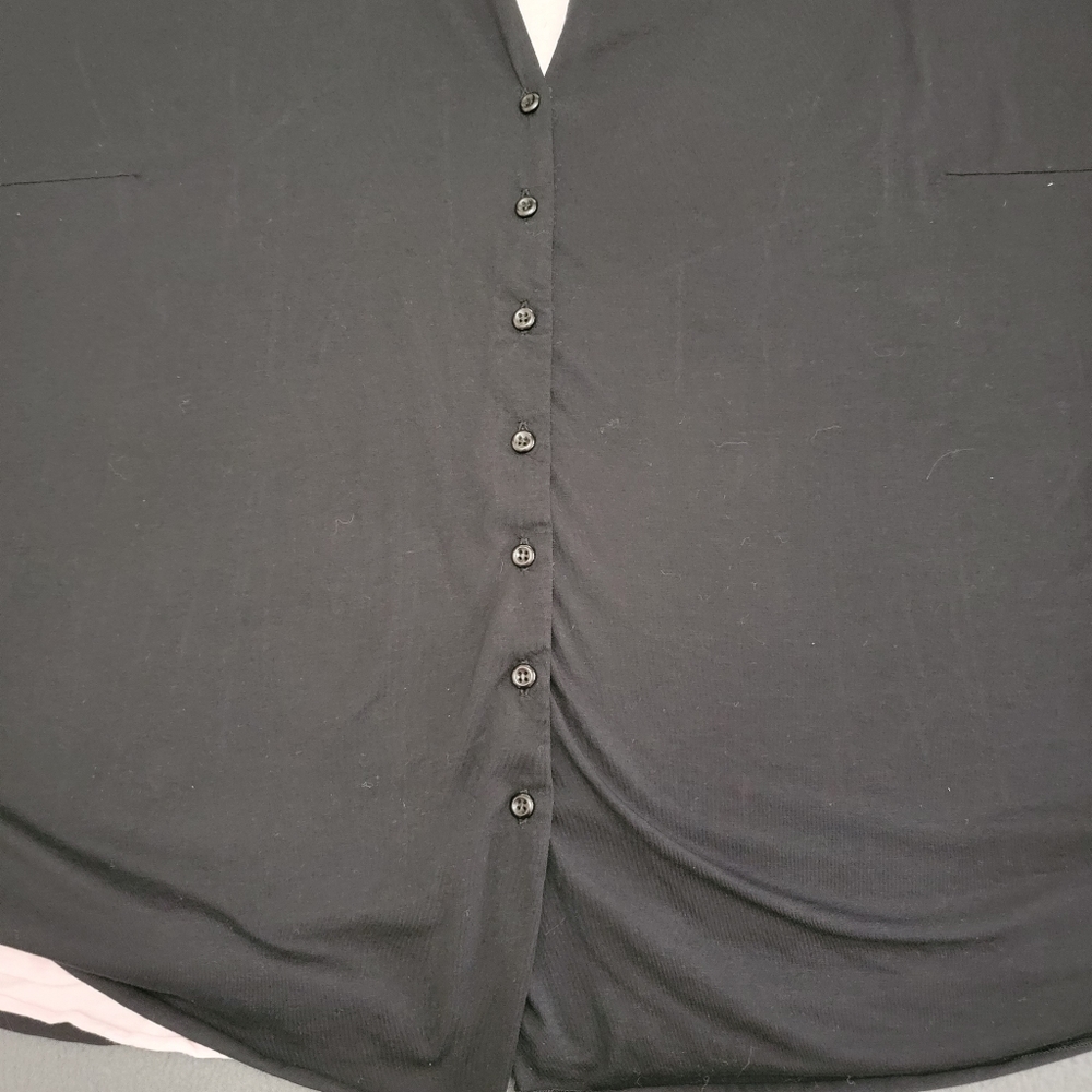 Soft Surroundings Black Pink Peek-a-boo Layered Soft Knit Button-up Cardigan XL - Picture 5 of 12